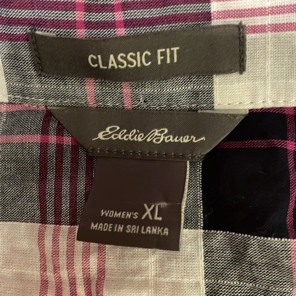 Eddie Bauer Classic Fit Thin Cotton Plaid Button Down Long Sleeve Shirt - Picture 3 of 6